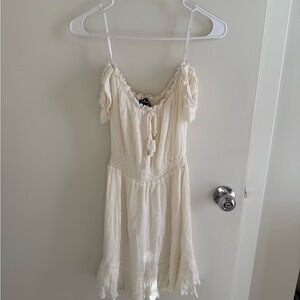 Lulu's Ivory Ruffle Off Shoulder Dress 🤍